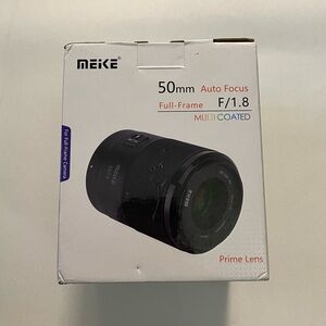 Meke 50mm ef/1.8 medium telephoto prime lens new open box!